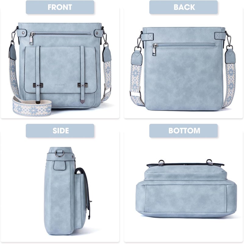 Roulens Crossbody Bags for Women,Multi Pocket Crossbody Purses Vegan Leather Shoulder Handbags Travel Purse Adjustable Strap - Image 4